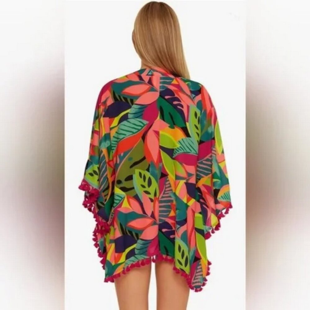 Trina Turk Rainforest Fringe Kimono Cover Up One Size Fits Most NWT - Picture 2 of 10
